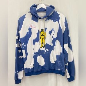 Travis Scott ASTROWORLD Tour Wish You Were Here Blue Tie Dye Clouds Hoodie Sz XL